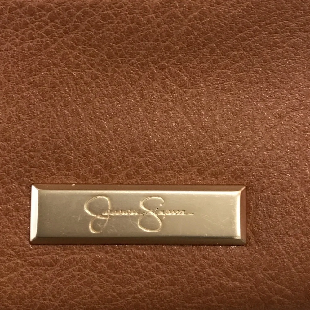 Jessica Simpson Tan Leather and Cream Sherpa Shoulder Bag